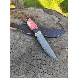 РОЖЕВИЙ КЛИК ніж ручної роботи майстра MV Knify, сталь K390 в обкладках багатошарового нерждамаску, 64 HRC. Photo 2